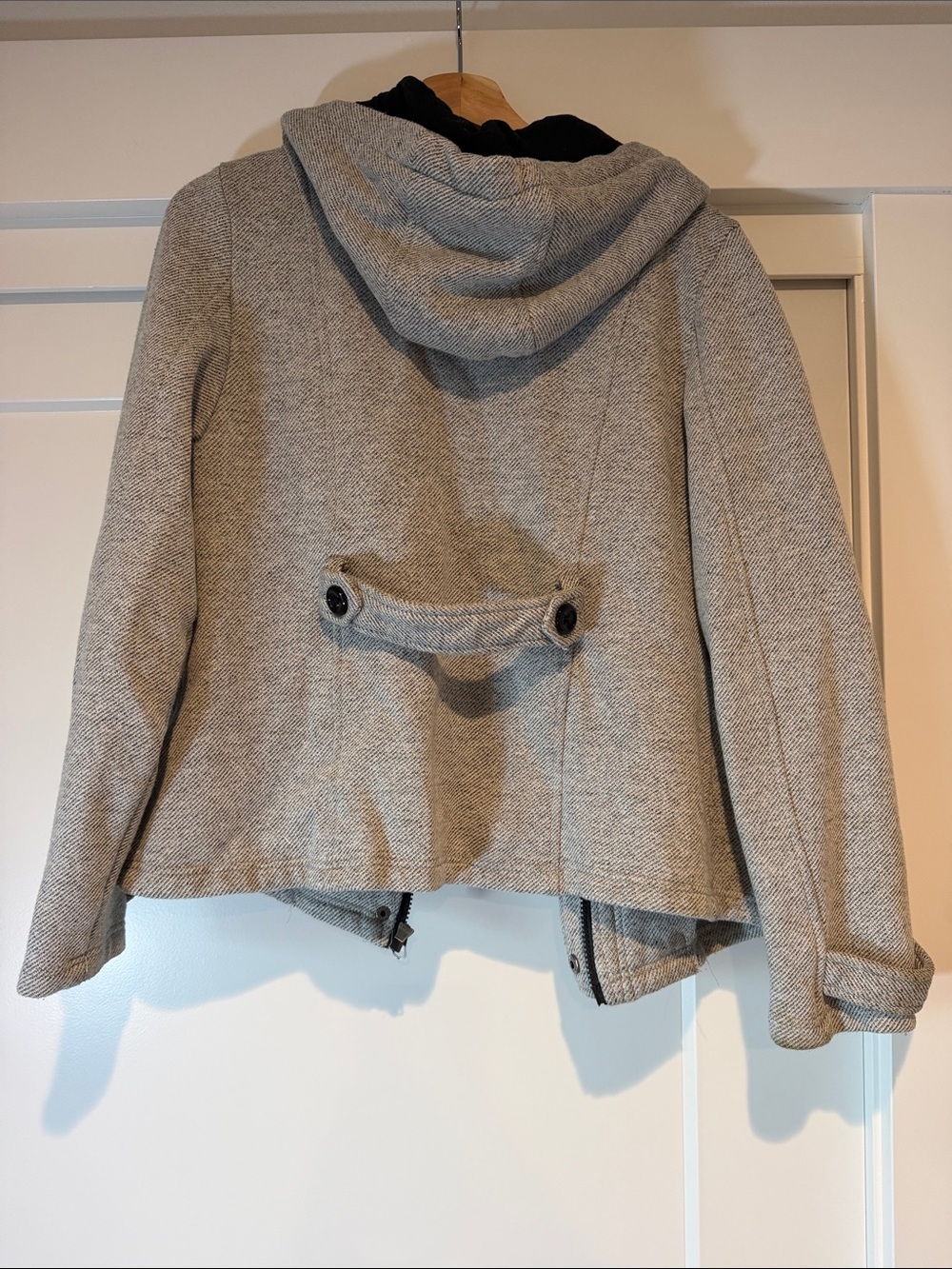 Sebby Light Gray Hooded Toggle Pea Coat - Picture 2 of 4